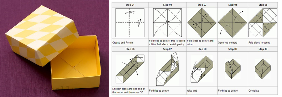 простая коробочка оригами